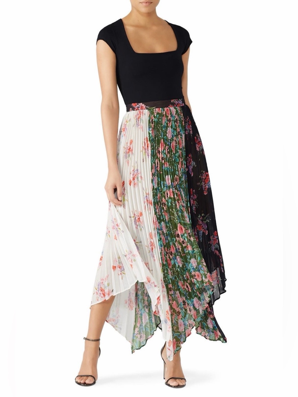 AMUR~Mica~Floral Pleated High-Low Skirt~Size 2~$398~